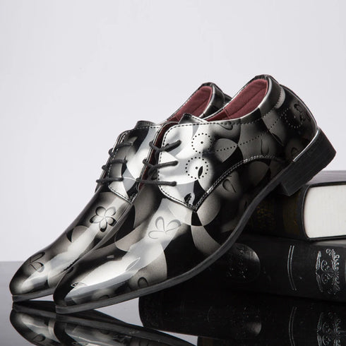 Elegant Patent Leather Oxfords for Men - Ideal for Weddings, Parties, and Business Casual Occasions - Plus Size Lace-Up Pointed Toe Office Work Shoes